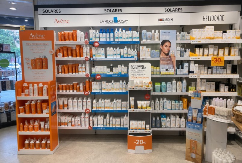 Lineal de la categoria solares en la farmacia